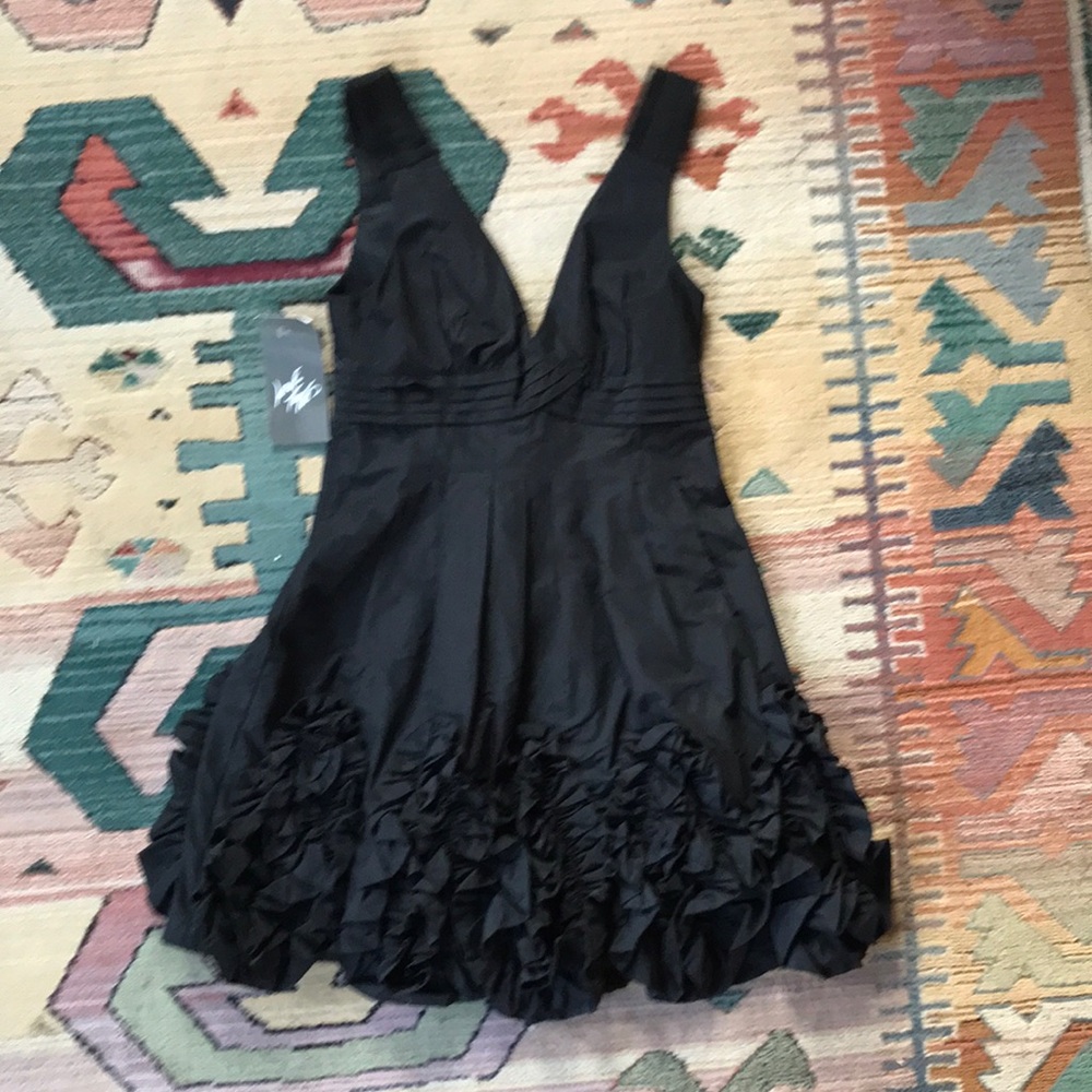 BCBG Maxazria Black Ruffle Dress 0